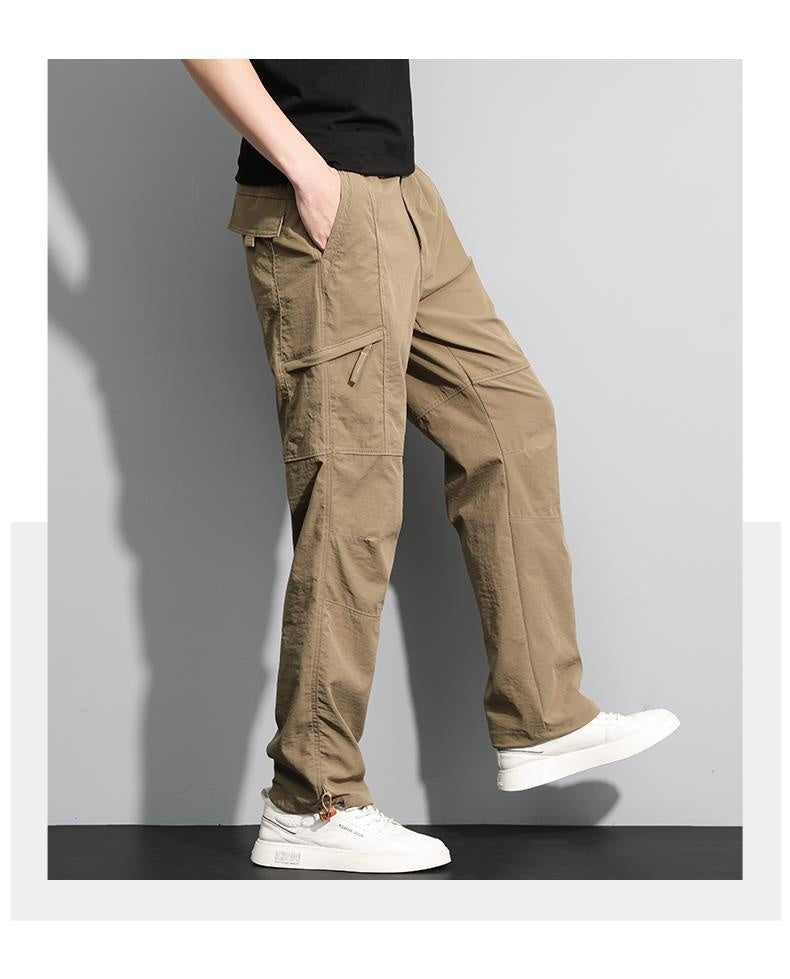 Thin Overalls Men's Casual Loose Ultrathin Khaki Straight - KuzuSHOP