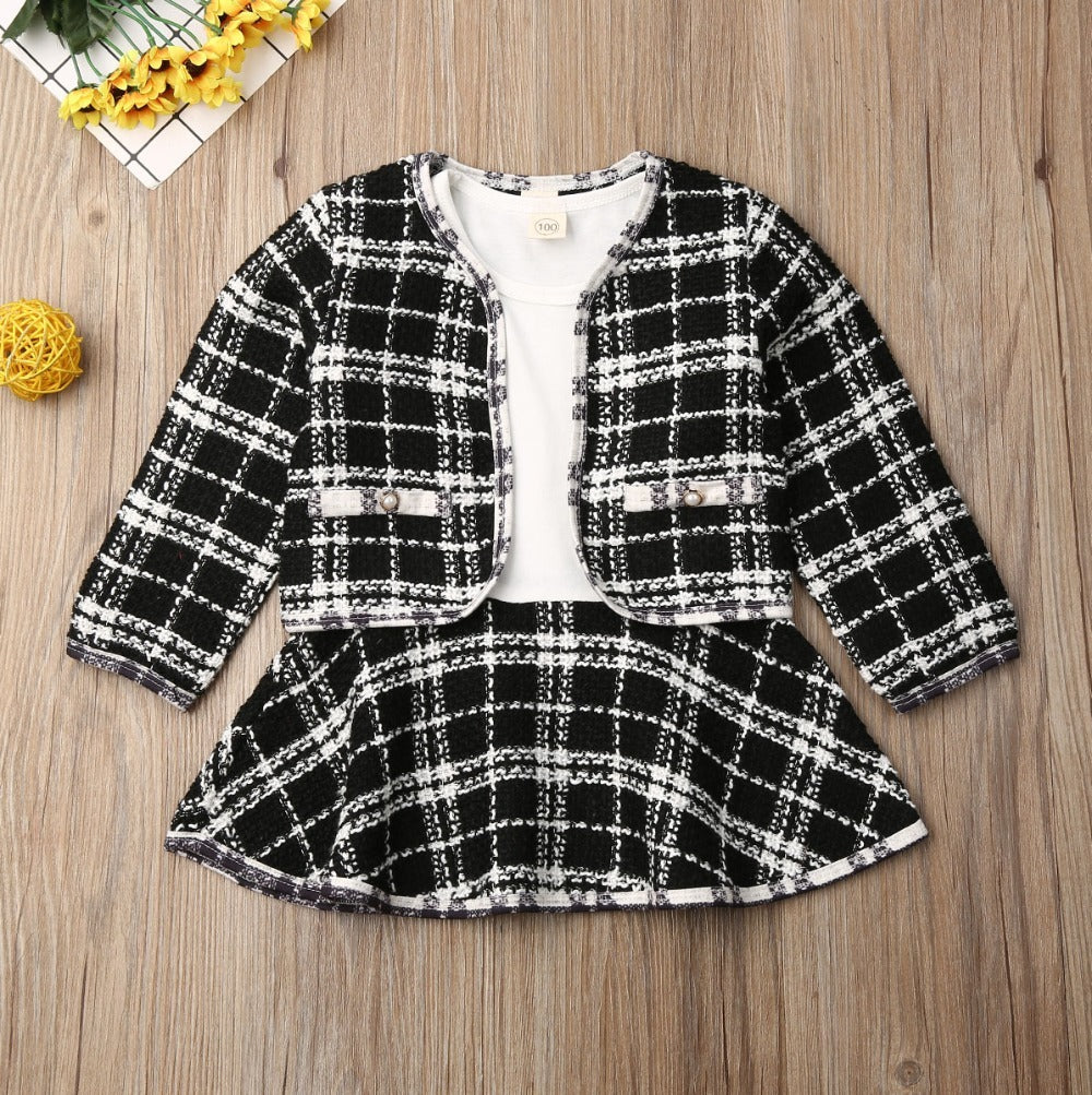 Long-sleeved Dresses Two-piece Children's Baby Small Incense Wind Suit - KuzuSHOP