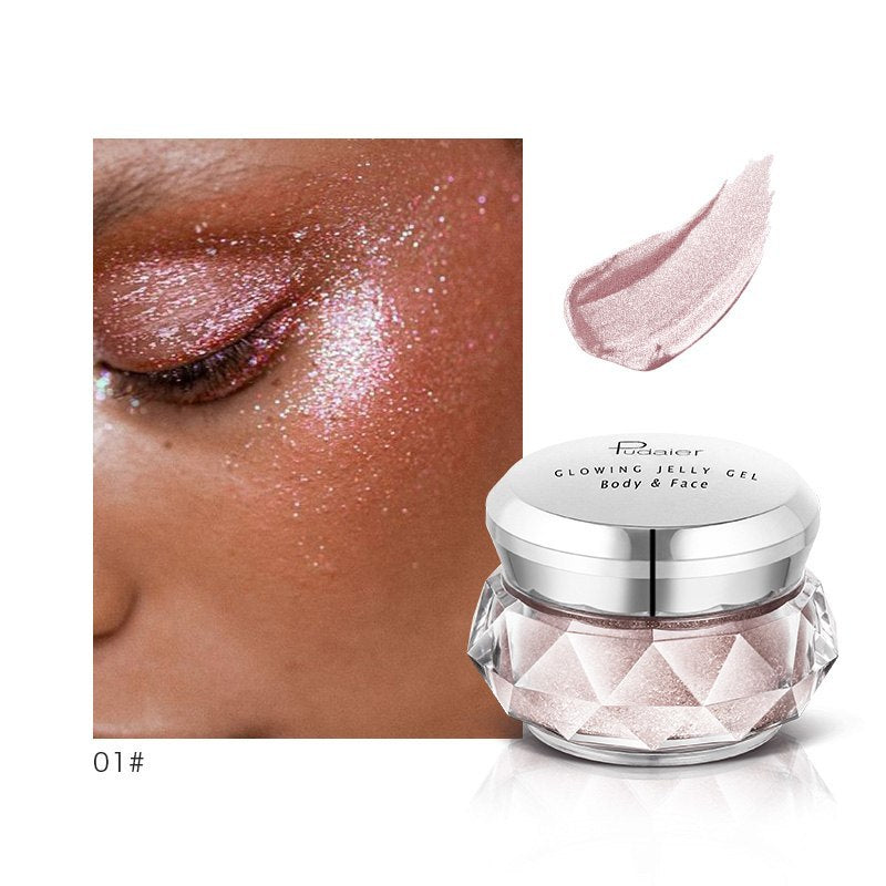 Face Highlighter Jelly Gel Mermaid Eyeshadow Glow Body Glitter Festival Makeup Iluminador Gold Liquid Highlighter Bronzer - KuzuSHOP