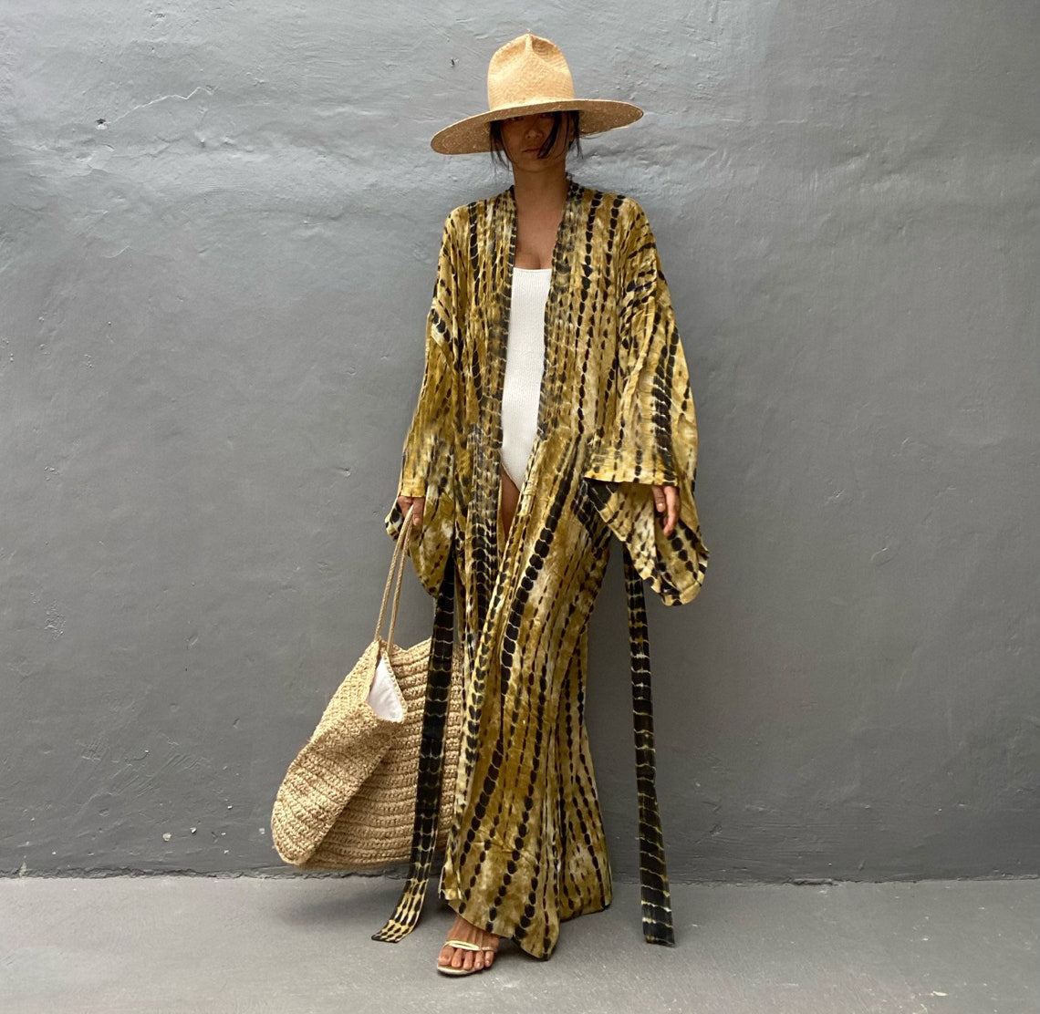 Printed Sexy Loose Sun Protection Bikini Blouse - KuzuSHOP