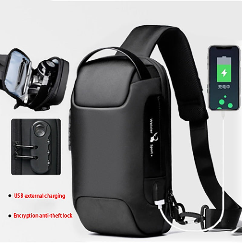 Waterproof USB Anti-theft Bag Men Oxford Crossbody Shoulder Bag Sling Multifunction Short Travel Messenger Chest Pack - KuzuSHOP