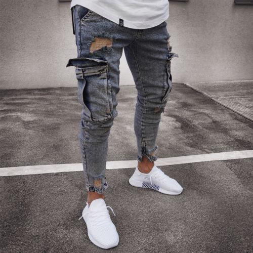 Cargo Hole Denim Jeans Men - KuzuSHOP