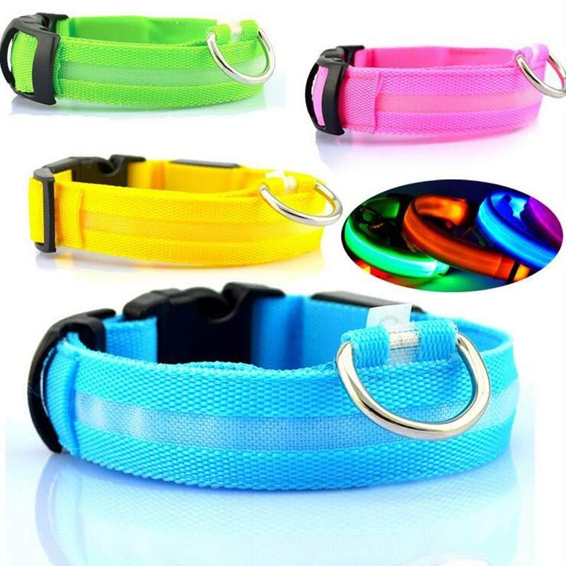 Nylon LED PetSupplies Dog Luminous Collar Night Safety Flashing Glow in Dark Dog Cat Leash Adjustable Pet z