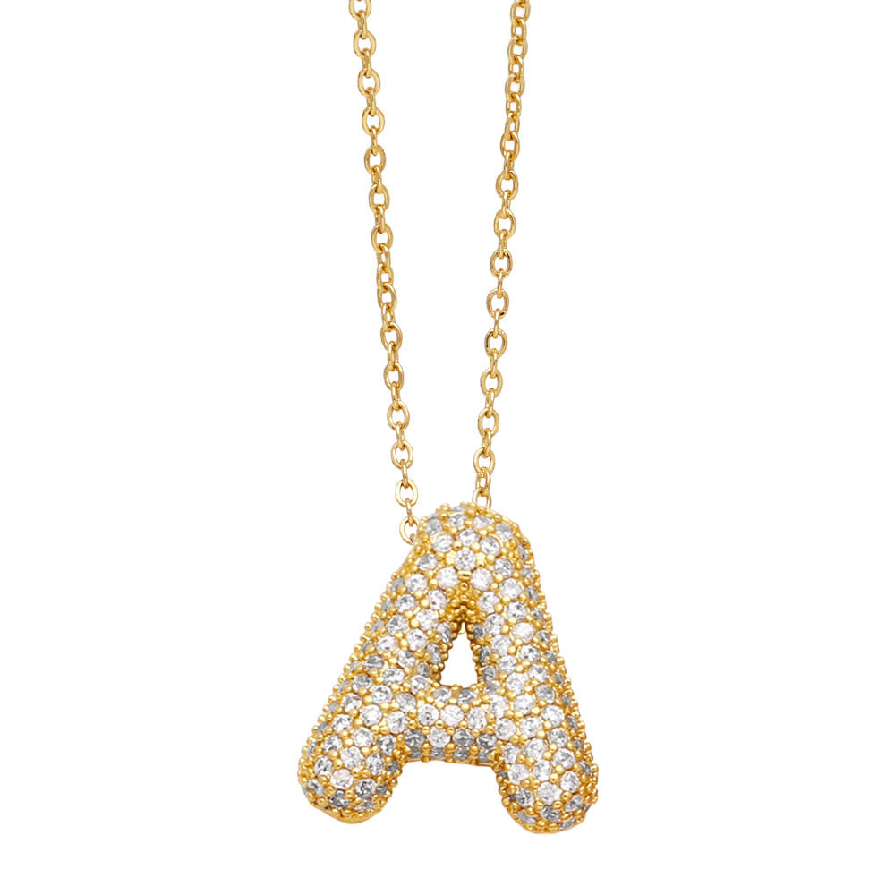 26 English Letter Necklace For Women Inlaid Zircon - KuzuSHOP