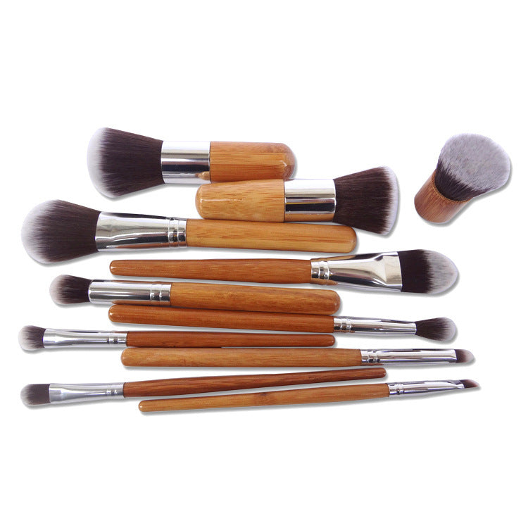 Bamboo Handle Makeup Brush Bamboo Pole Makeup Brushes Suit Bamboo Pole With Sack Top Quality - KuzuSHOP