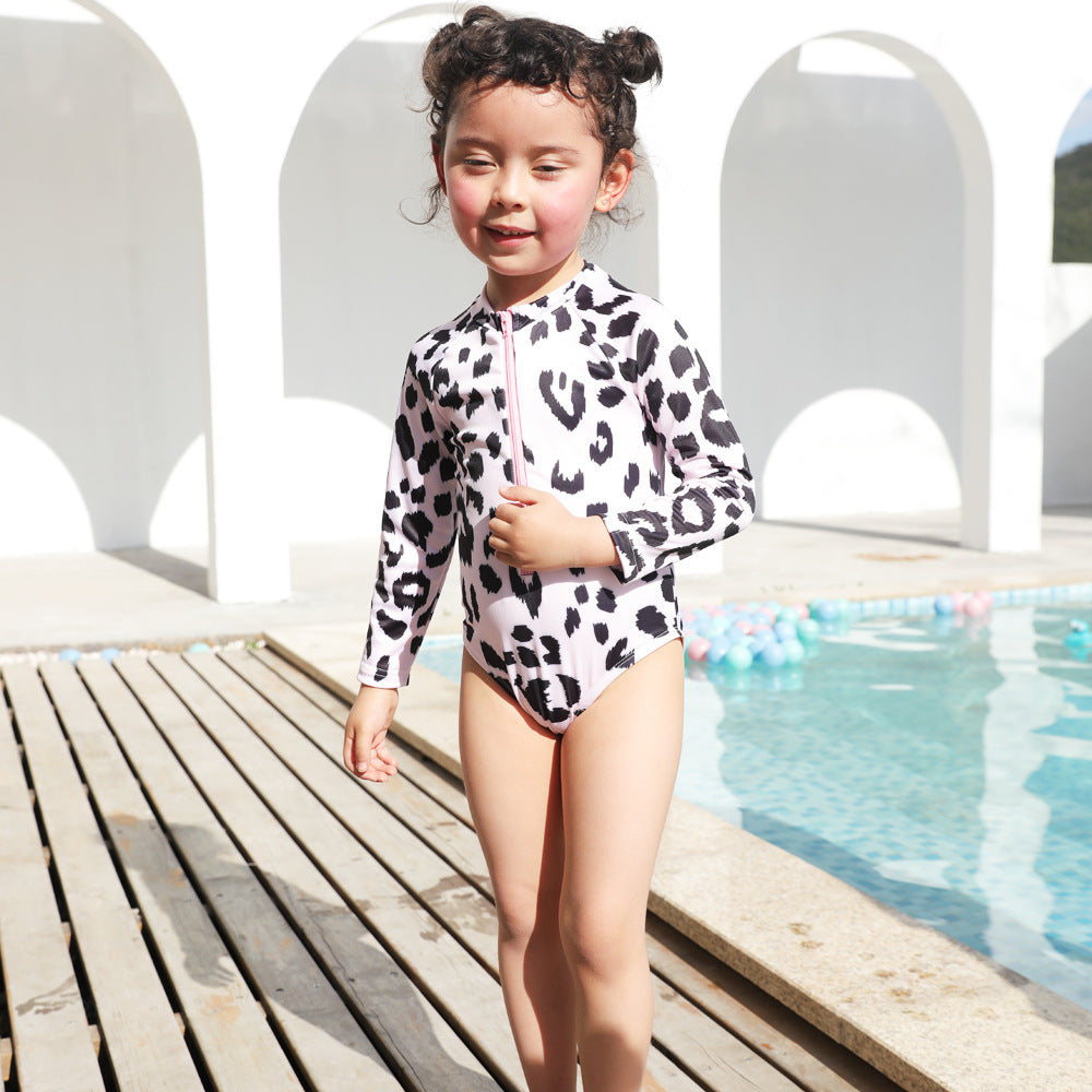 Europe And The United States Father And Daughter Parent-child Swimsuit Boys And Girls Swimsuit Leopard Print - KuzuSHOP