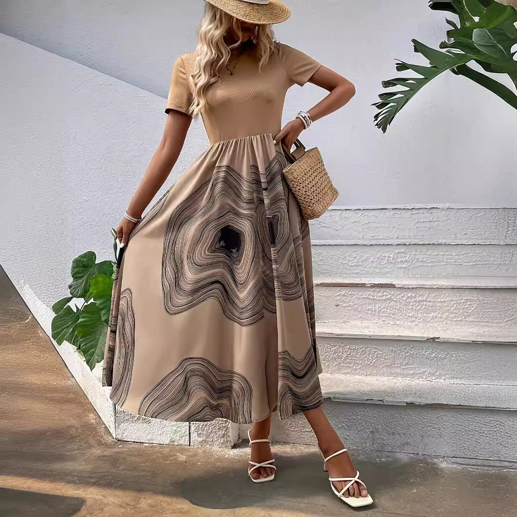 Elegant Graceful Printing Stitching Dress - KuzuSHOP