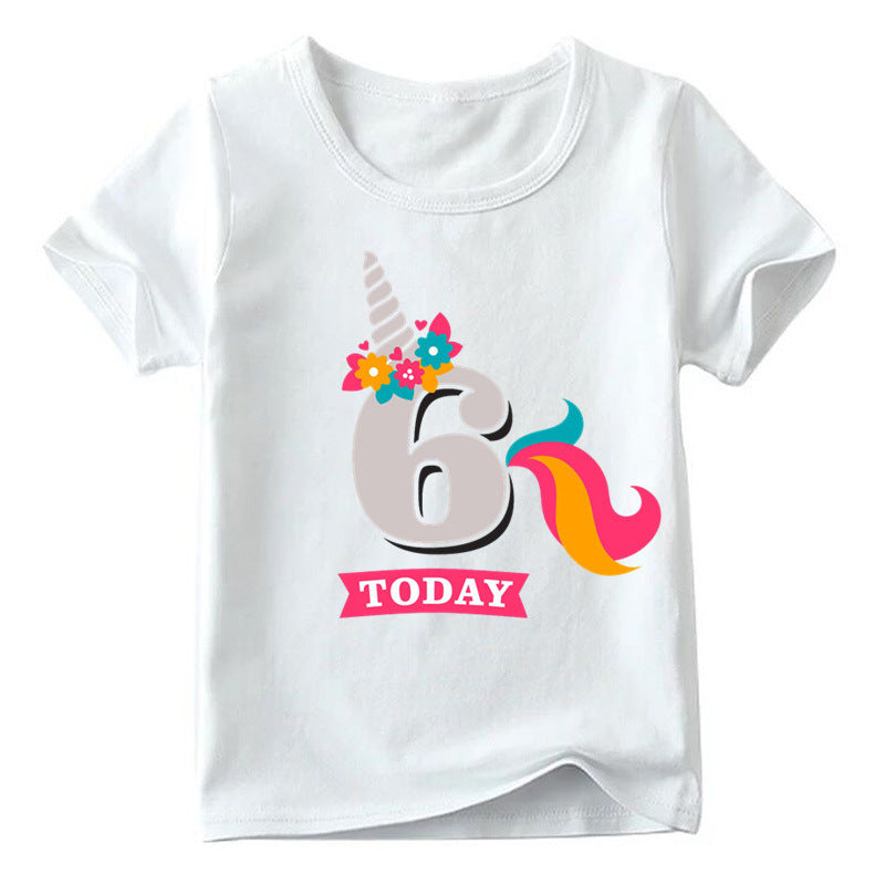 Children's Birthday Digital Printed Short-sleeved T-shirt - KuzuSHOP