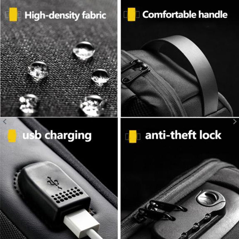 Waterproof USB Anti-theft Bag Men Oxford Crossbody Shoulder Bag Sling Multifunction Short Travel Messenger Chest Pack - KuzuSHOP