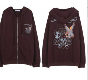 Women's Hoodie Sweater Loose Zipper Cardigan Y2k Jacket - KuzuSHOP