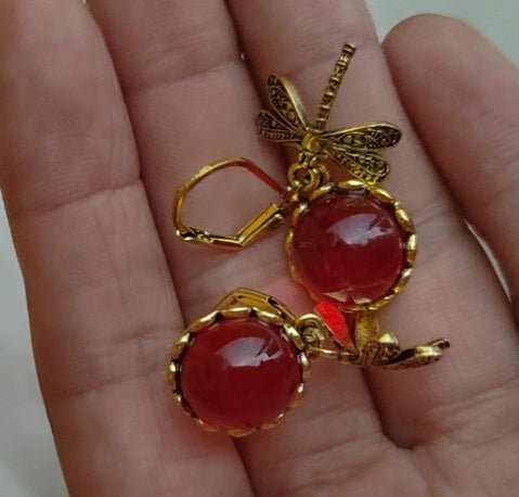 Fashion Jewelry Women's Earrings Hanging Vintage Dragonfly Pendant Earring Boho Chakra Blue Moonstone Drop Earrings For Women Wedding Charm Ethnic Jewellery - KuzuSHOP