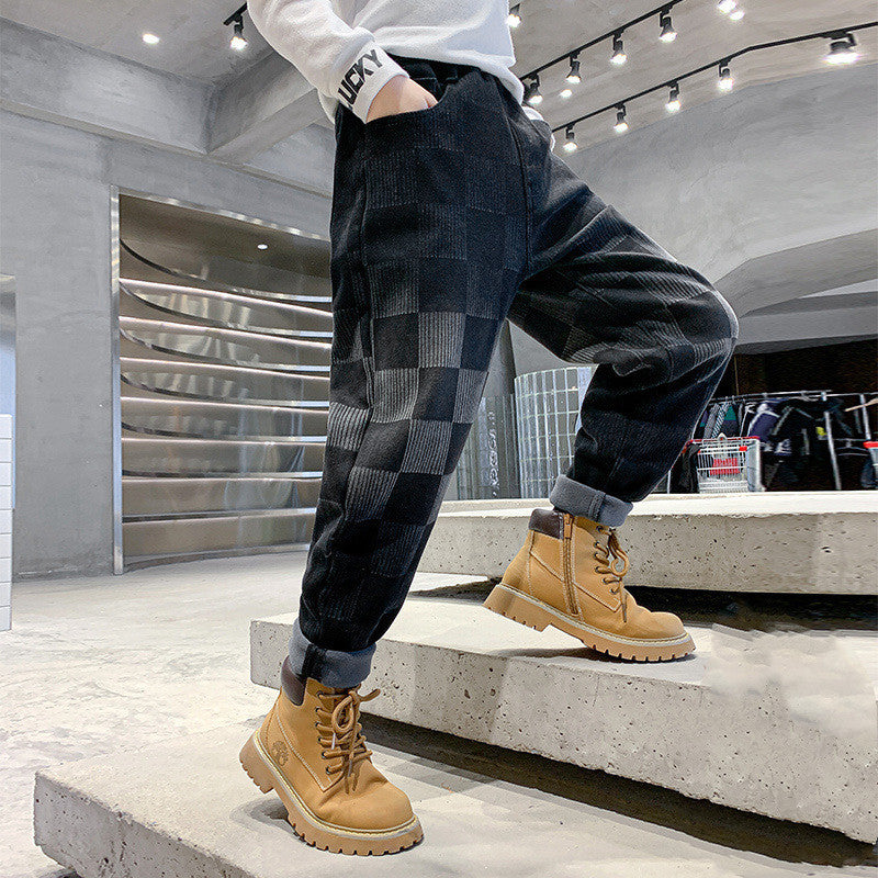 The New Boys' Plush Fleece Jeans Are Handsome - KuzuSHOP