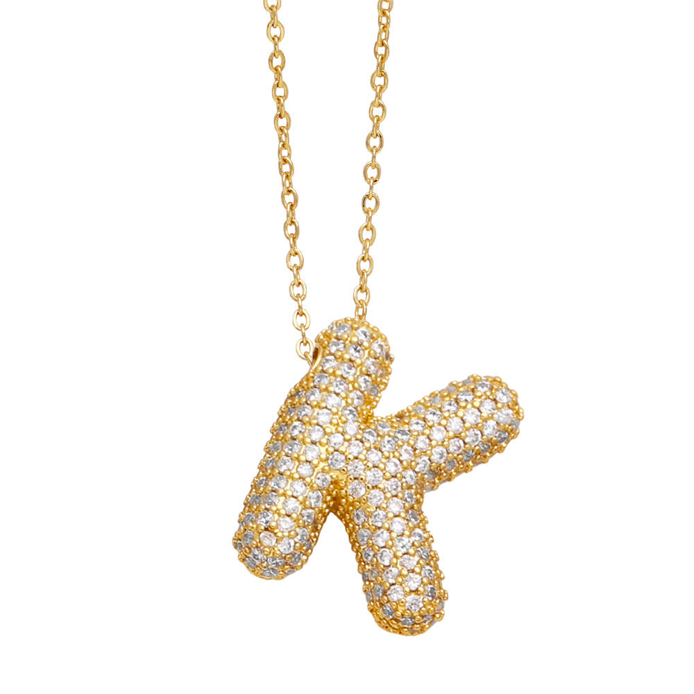 26 English Letter Necklace For Women Inlaid Zircon - KuzuSHOP