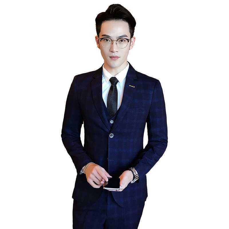 Slim Fit Trendy Men's Small Suit Three-piece Business Casual - KuzuSHOP