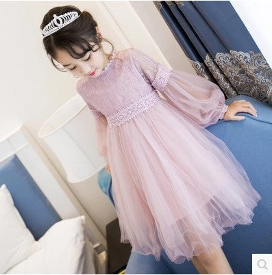 Girl dress, long sleeve princess dress, children dress, autumn dress Princess House, lace big child yarn skirt wholesale for children - KuzuSHOP
