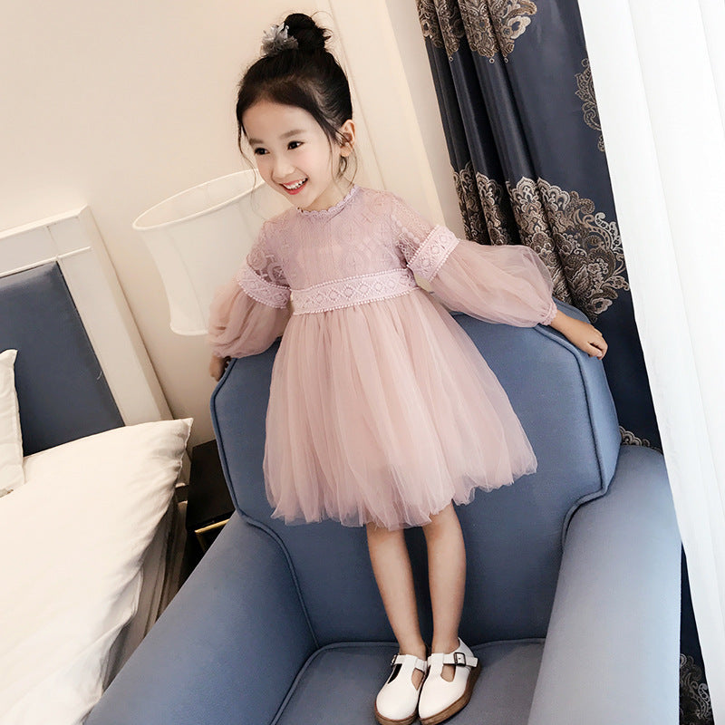 Girl dress, long sleeve princess dress, children dress, autumn dress Princess House, lace big child yarn skirt wholesale for children - KuzuSHOP