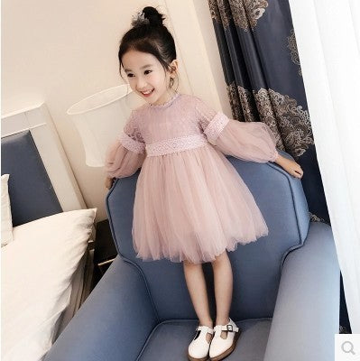 Girl dress, long sleeve princess dress, children dress, autumn dress Princess House, lace big child yarn skirt wholesale for children - KuzuSHOP