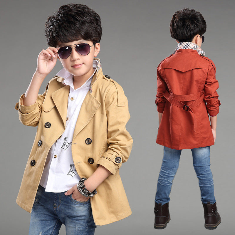 Boys' Mid-length Trend Casual Trench Coat - KuzuSHOP