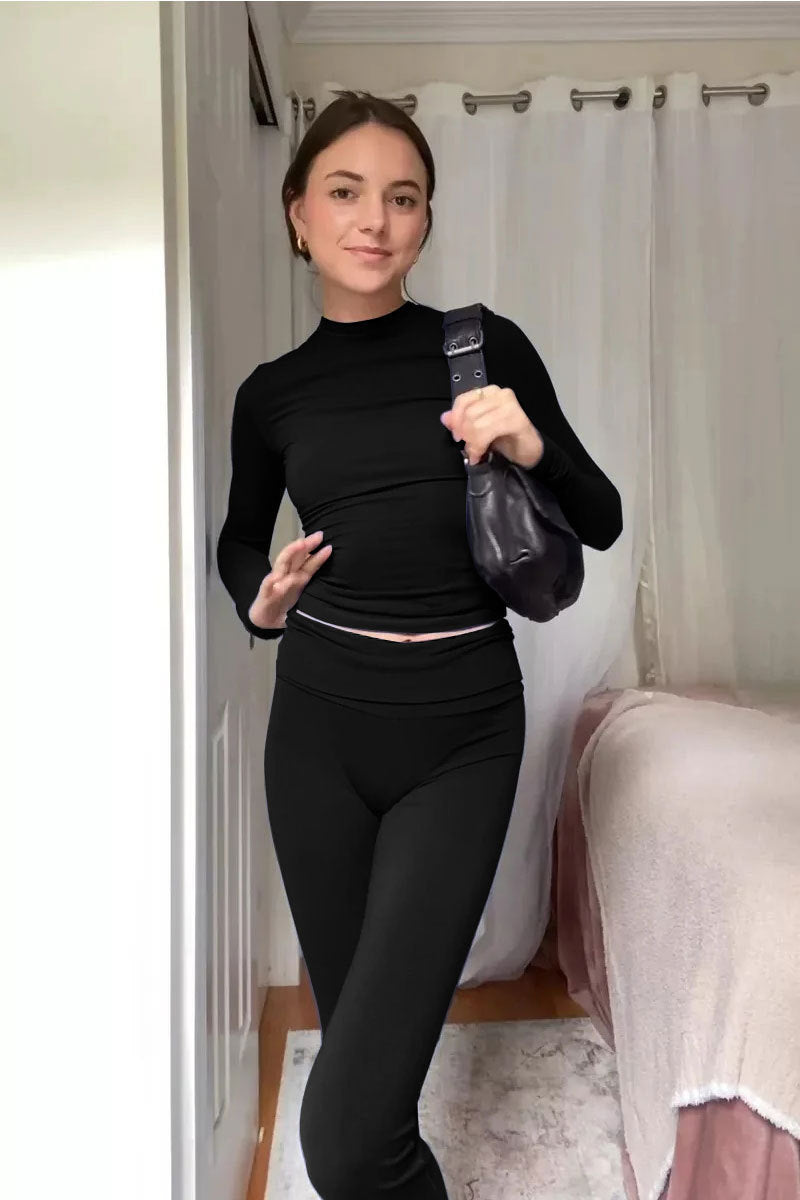 Women's Retro Two-piece Solid Color Suit - KuzuSHOP