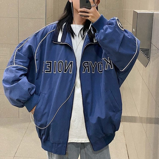 Vintage Mock Neck Loose Baseball Suit Versatile Coat Women - KuzuSHOP