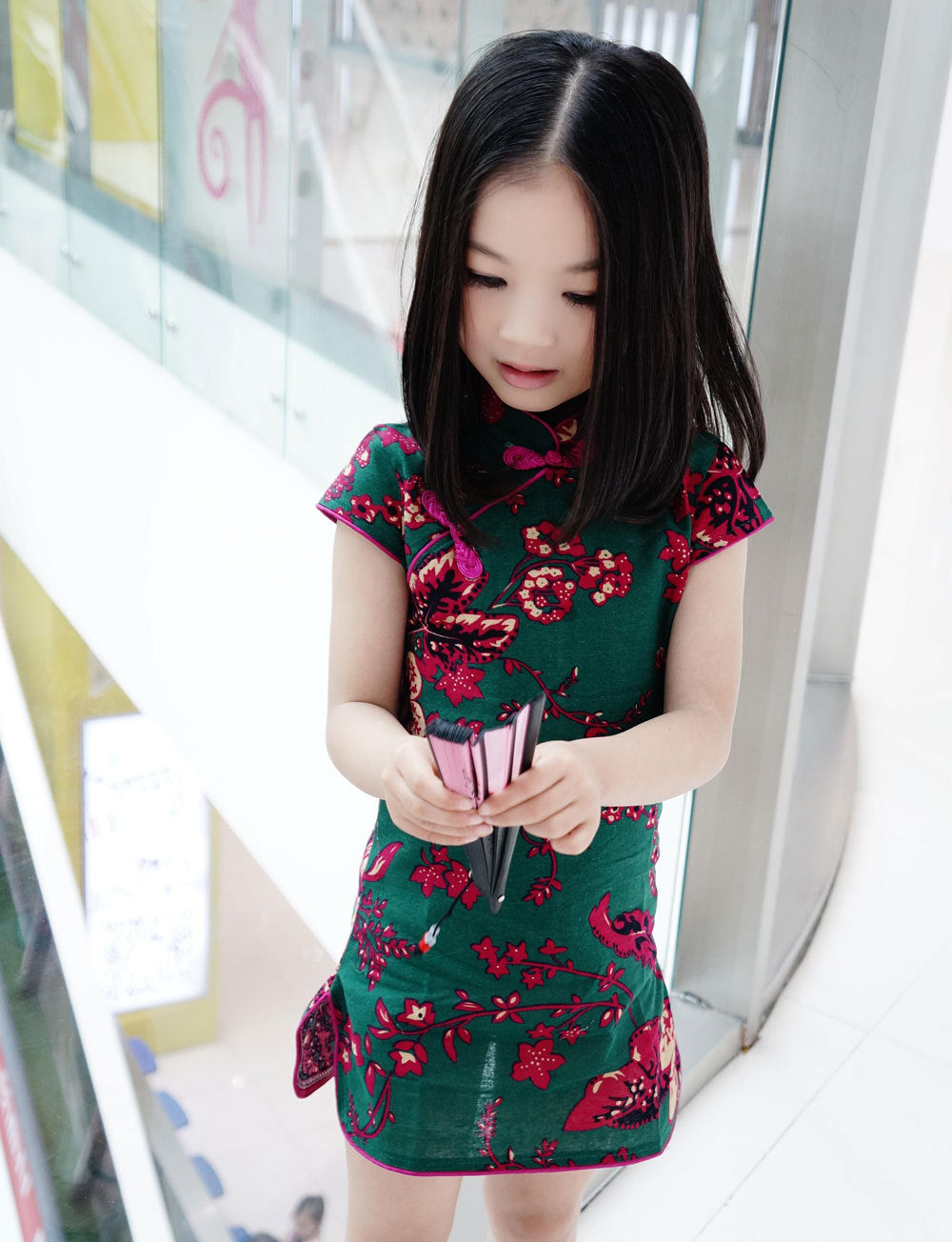 Girls Mianma cheongsam parent-child femelle skirt little girl scout summer Tangzhuang Qipao dresses - KuzuSHOP
