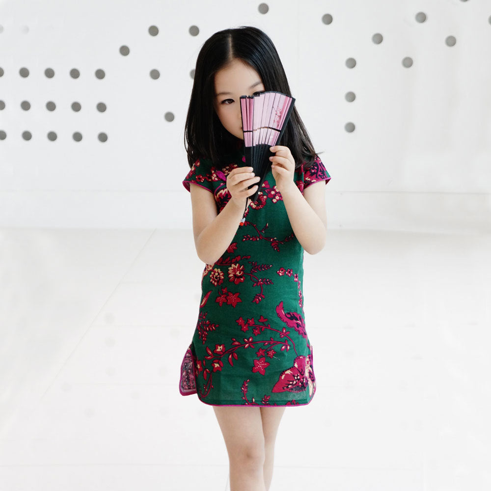 Girls Mianma cheongsam parent-child femelle skirt little girl scout summer Tangzhuang Qipao dresses - KuzuSHOP