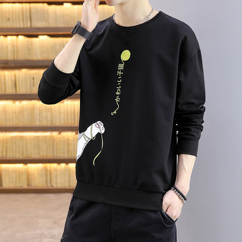 Round Neck Cartoon Printed Sweater Clothes Shirt - KuzuSHOP