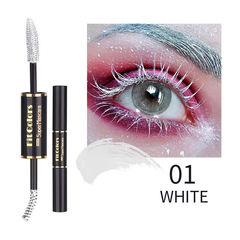 Double-headed Color Mascara Thick Curl More Than Waterproof Not Smudge White Eyebrow Dyeing - KuzuSHOP