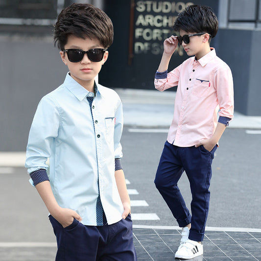 Student Spring And Autumn Trendy Fan Lapel Polka Dot Shirt - KuzuSHOP