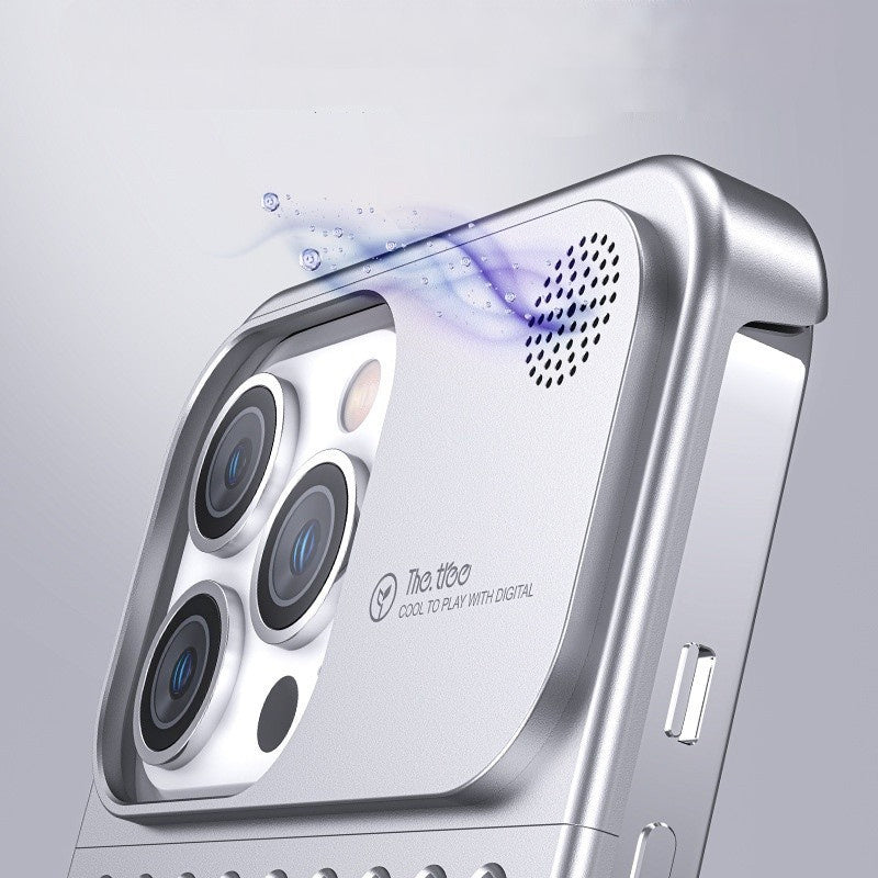 Aluminum Alloy Phone Case For 14 13 Pro Max Plus Hollow Heat Dissipation Anti-fall Full Body Shockproof Phone Cove - KuzuSHOP
