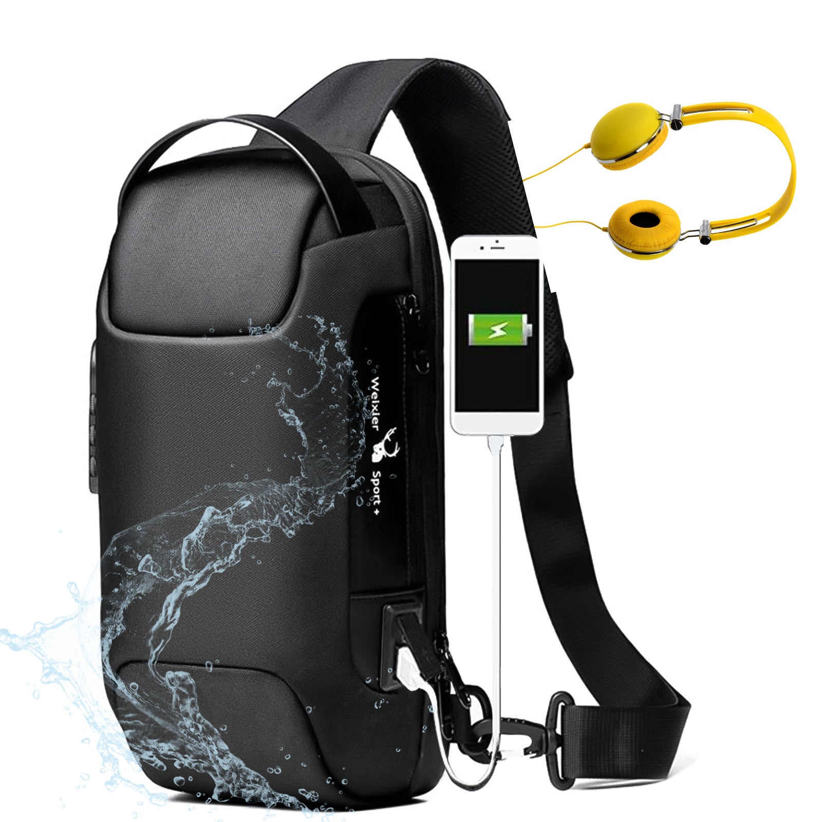 Waterproof USB Anti-theft Bag Men Oxford Crossbody Shoulder Bag Sling Multifunction Short Travel Messenger Chest Pack - KuzuSHOP