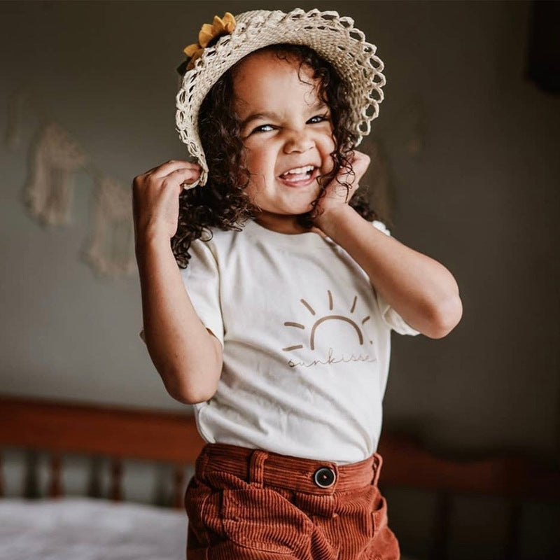 Girl Baby Simple White Cotton Short Sleeves - KuzuSHOP