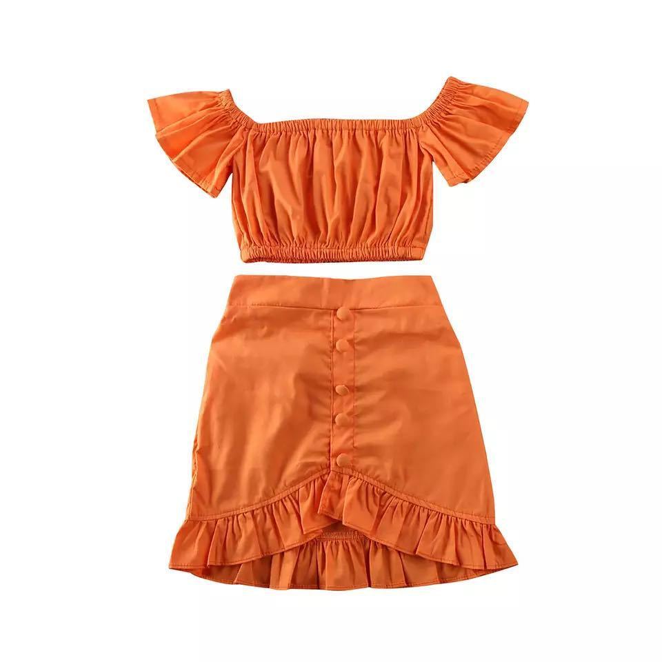 Girl orange skirt suit - KuzuSHOP
