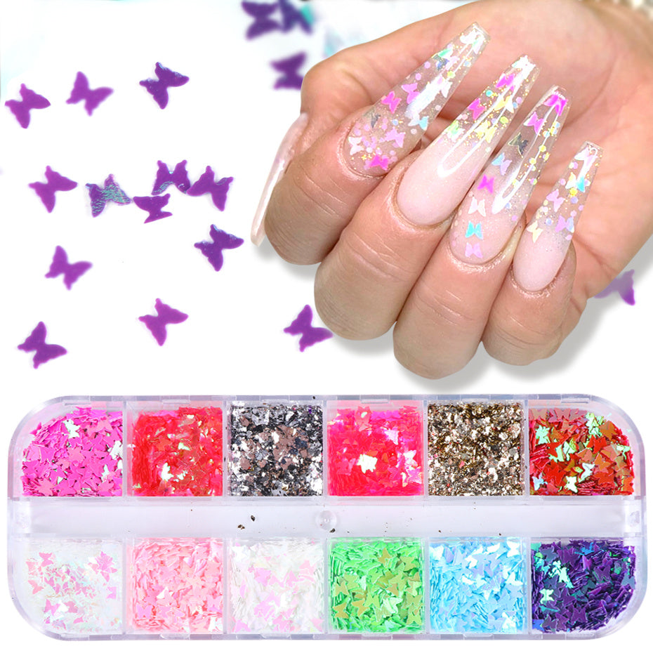 Symphony butterfly sequin nail decoration - KuzuSHOP