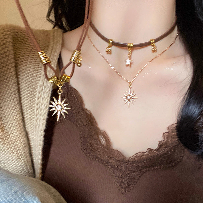 Vintage Sunflower Stars Necklace Women's Personalized Pendant Necklace Fashion Jewelry - KuzuSHOP