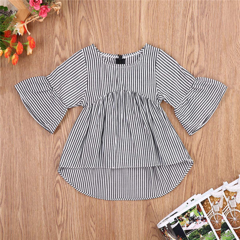 Flared Sleeve Classic Striped Tunic - KuzuSHOP