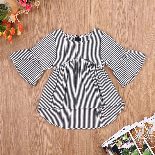 Flared Sleeve Classic Striped Tunic - KuzuSHOP