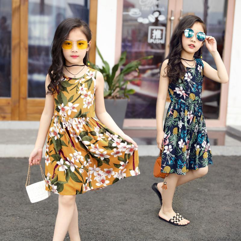 Girls' Rayon Breathable Print Beach Dress - KuzuSHOP