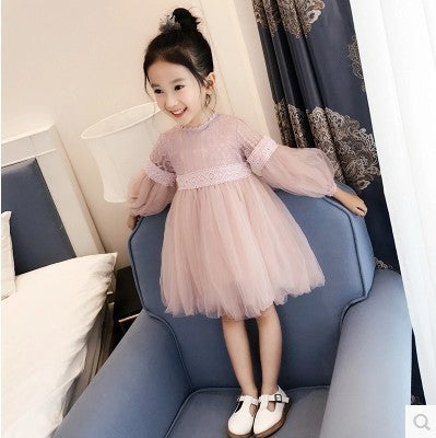 Girl dress, long sleeve princess dress, children dress, autumn dress Princess House, lace big child yarn skirt wholesale for children - KuzuSHOP