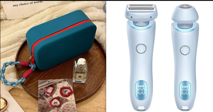 2 In 1 Hair Removal Epilator USB Rechargeable Trimmer Women Body Razor Face Leg Armpit Bikini Hand Pubic Shaver Hair Remover - KuzuSHOP