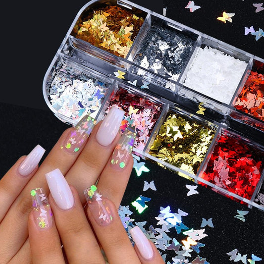 Symphony butterfly sequin nail decoration - KuzuSHOP