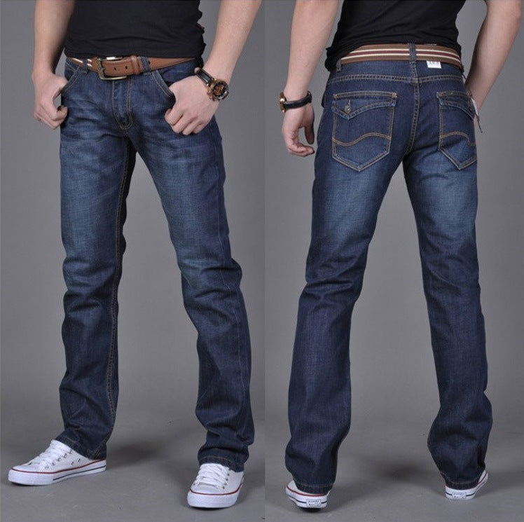 Men's Denim Long Pants Trendy Men's Denim Straight-Leg Pants - KuzuSHOP
