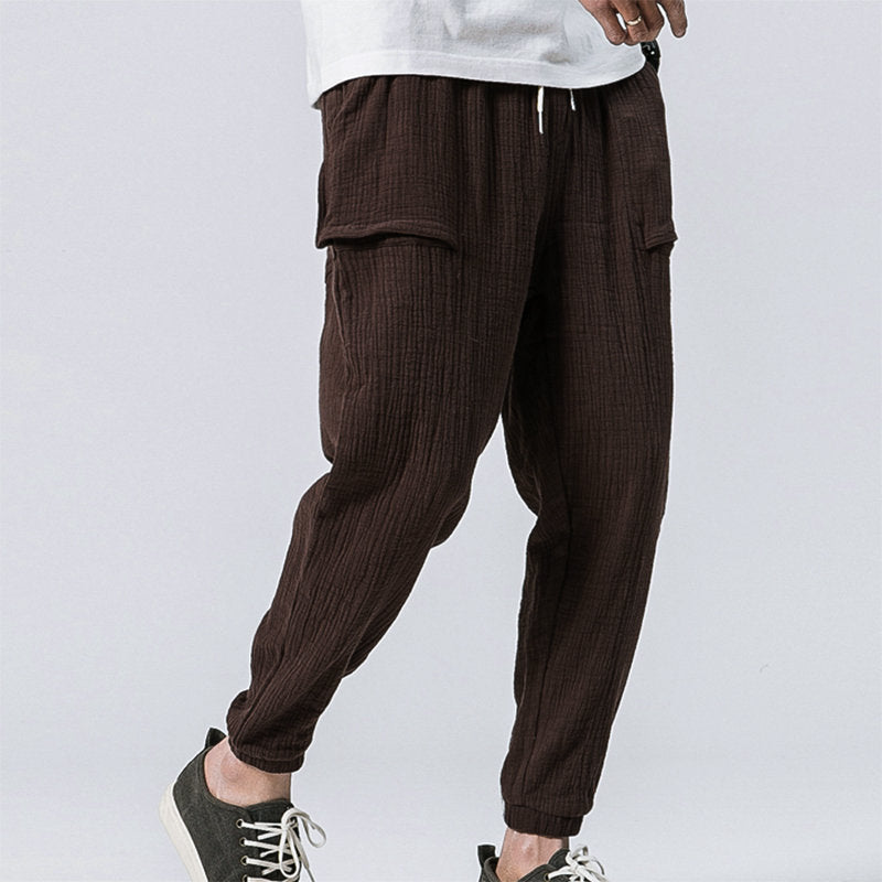 Casual double-layer wrinkled color beam leg pants