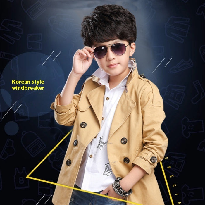 Boys' Mid-length Trend Casual Trench Coat - KuzuSHOP