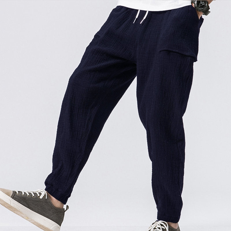 Casual double-layer wrinkled color beam leg pants - KuzuSHOP