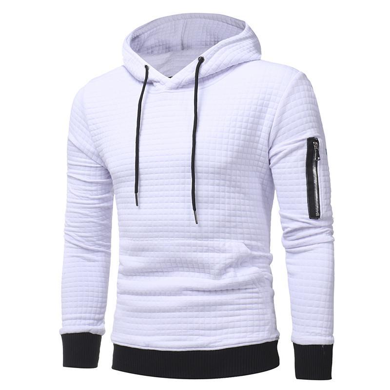 Men Sweatshirt Hoodie With Arm Zipper Long Sleeve Slim Tops - KuzuSHOP