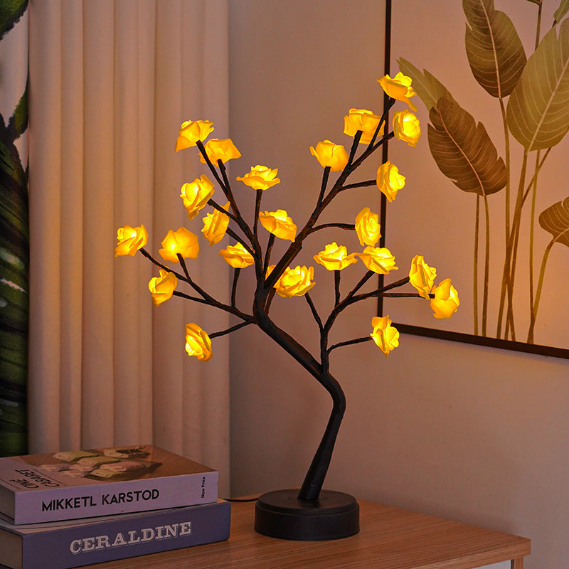 Table Lamp Flower Tree Rose Lamps Fairy Desk Night Lights USB Operated Gifts For Wedding Valentine Christmas Decoration - KuzuSHOP