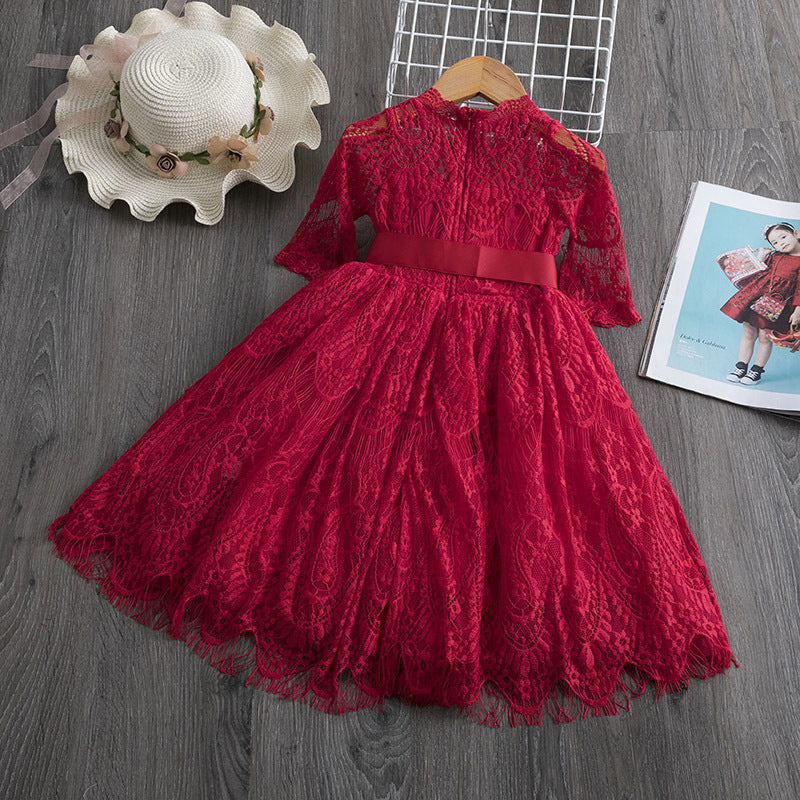 Girls Lace Dress Spring And Autumn - KuzuSHOP