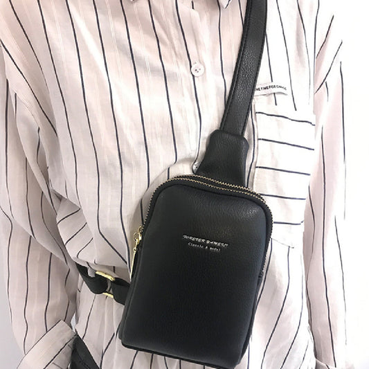 Pu Women's Simple Single Shoulder Crossbody Bag Wide Shoulder Strap Female - KuzuSHOP