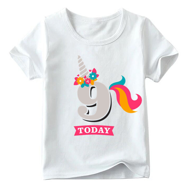 Children's Birthday Digital Printed Short-sleeved T-shirt - KuzuSHOP